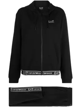 Ea7 Emporio Armani logo-embroidered tracksuit set, черный