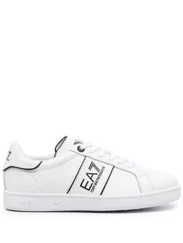 Ea7 Emporio Armani logo-print leather sneakers, белый
