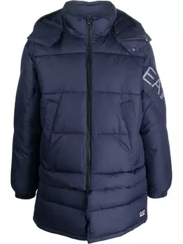 Ea7 Emporio Armani пуховик Mountain с капюшоном, синий