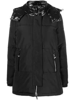 Ea7 Emporio Armani пуховик с капюшоном и контрастной вставкой, черный