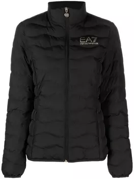 Ea7 Emporio Armani пуховик с логотипом, черный