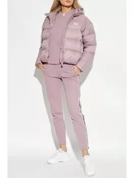 Ea7 Emporio Armani пуховик с логотипом, розовый