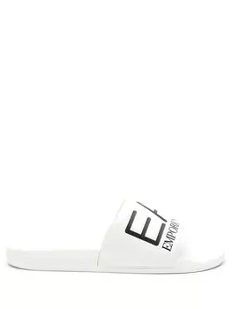 Ea7 Emporio Armani шлепанцы из искусственной кожи с тисненым логотипом, белый