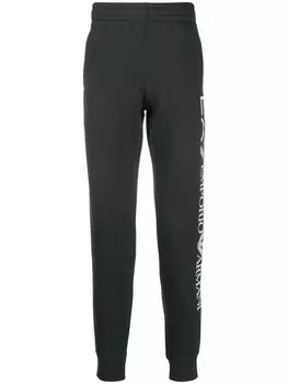 Ea7 Emporio Armani спортивные брюки с манжетами и логотипом, синий