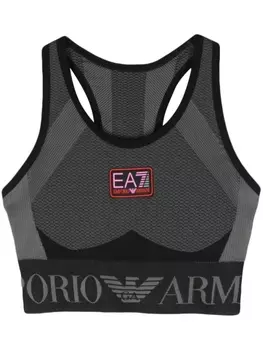 Ea7 Emporio Armani спортивный бюстгальтер с нашивкой-логотипом, черный