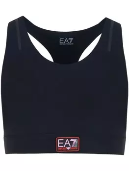 Ea7 Emporio Armani спортивный бюстгальтер с логотипом, черный
