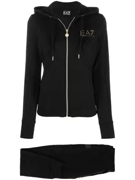 Ea7 Emporio Armani спортивный костюм с декорированным логотипом, черный
