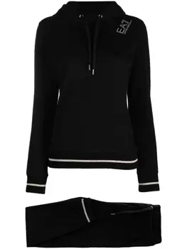 Ea7 Emporio Armani спортивный костюм с отделкой в полоску, черный