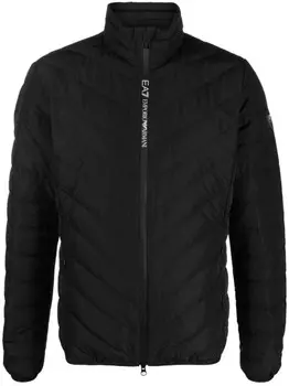 Ea7 Emporio Armani стеганая куртка с нашивкой-логотипом, черный