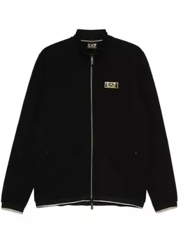 Ea7 Emporio Armani толстовка на молнии с нашивкой-логотипом, черный