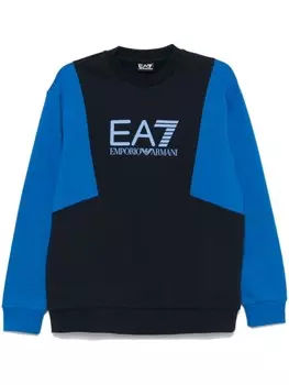 Ea7 Emporio Armani толстовка в стиле колор-блок, синий