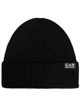 Ea7 Emporio Armani вязаная шапка с логотипом, черный