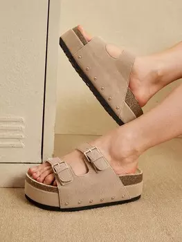 EASI Женская обувь Модные босоножки на толстой подошве для разнообразного использования Cuccoo, хаки