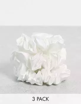 Easilocks – 3 классические атласные резинки для волос белого цвета, среднего размера