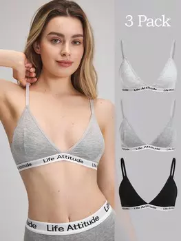 Easy Fave Yoga - Набор из 3 комплектов бралеттов с надписью и лентой, спортивная одежда Shein, мультиколор