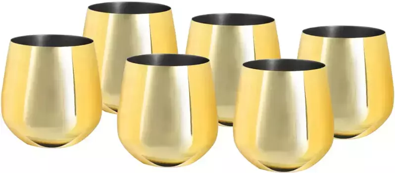 ECHTWERK Фужер, (набор, 6 предметов), (набор бокалов для вина и воды), 500 мл, небьющийся, без ножки, 10 х 9,5 см 7,5х9,6 см, 500мл, цвет goldfarben