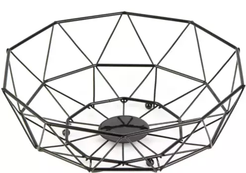 ECHTWERK Ваза для фруктов, 1 предмет, из нержавеющей стали, современная корзина для фруктов, ваза для фруктов, декоративная ваза, прочная, 30 х 15 х 10 см 30 см, черный