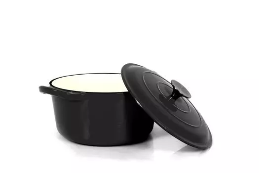 Echtwerk запеканка чугунная чугунная кастрюля жаровня с крышкая кастрюля для выпечки хлеба круглый гриль индукционный крем для барбекю, 3,5 л, цвет: черный