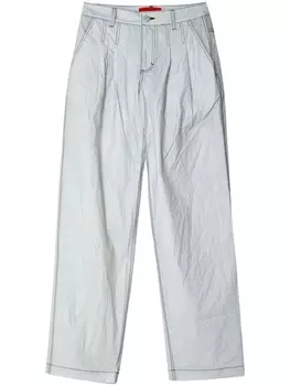 Eckhaus Latta high-shine straight-leg trousers, синий