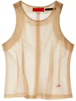 Eckhaus Latta полупрозрачный топ Sculpt без рукавов, нейтральный цвет