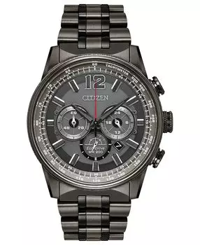 Eco-Drive Мужские часы с хронографом Nighthawk, серые часы с браслетом из нержавеющей стали, 43 мм Citizen