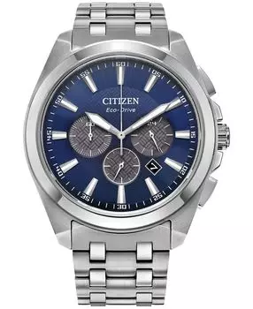 Eco-Drive Мужские классические часы с хронографом и браслетом из нержавеющей стали, 41 мм Citizen