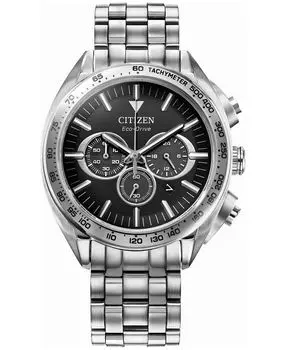 Eco-Drive Мужские роскошные спортивные часы с хронографом и браслетом из нержавеющей стали, 43 мм Citizen