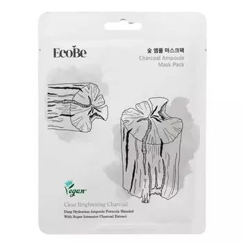 EcoBe Charcoal Ampoule Mask Pack, Тканевая маска с активированным углем, 25 мл Inna Marka