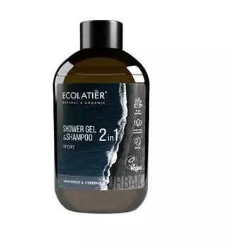 Ecolatier, Гель для душа и шампунь 2в1 Спорт, 600 мл