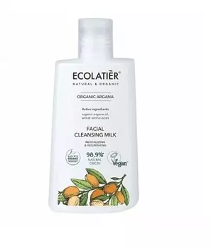 Ecolatier, Очищающее молочко для лица, восстанавливающее и питательное из органической арганы, 250 мл