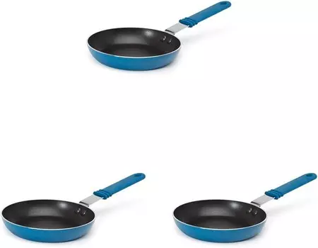 Ecolution Kitchen Extras Сковорода 5-1/2 дюйма, мини, синяя (3 шт. в упаковке), Blue Mini Fry Pan