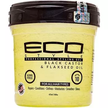 Ecostyle Черное касторовое и льняное масло, держится весь день, без спирта, без парабенов, без сульфатов, без шелушения, против зуда, 473 мл, Eco Styler