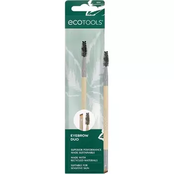 EcoTools Eyebrow Brush Duo Tame Sculpt Fill Brows Многоцелевой гель-пудра Крем Двусторонняя скошенная кисть для бровей Экологически чистый Не тестируется на животных Веганский 1 шт