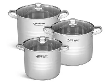 EDENBERG EB-525 Набор кастрюль из 6 предметов, серебро