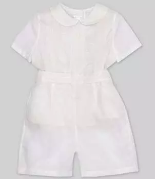 Edgehill Collection, комплект из топа и шорт для крестин для маленьких мальчиков от 2 до 4 лет с воротником Питера Пэна и короткими рукавами, белый
