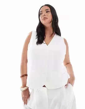 ЕДИНСТВЕННЫЙ льняной жилет Curve, приталенный в белом цвете