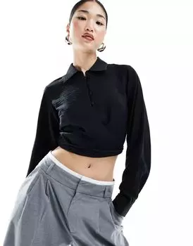 EDITED – Короткая рубашка черного цвета с завязкой на галстуке