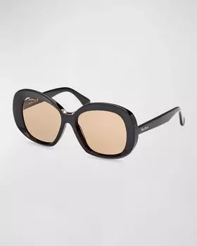 Edna скошенные солнцезащитные очки-бабочки из ацетата Max Mara, цвет Black Brown