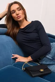 Edreane плиссированный топ из эластичного джерси Lauren Ralph Lauren, синий