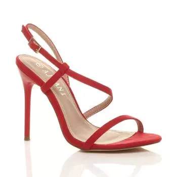 Едва заметные туфли на высоком каблуке-шпильке из искусственной замши с ремешками для вечеринок AJVANI, красный
