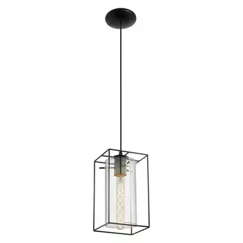 Eglo 49495 Loncino Винтажный подвесной светильник стальной черный дымчатое стекло прозрачное