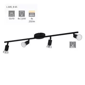 Eglo 4 LED Spot Buzz черный 68,5 x 6,5 см GU10