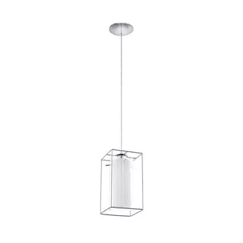 Eglo 94377 Loncino 1 подвесной светильник сталь хром сатинированное стекло прозрачное белое, серебро