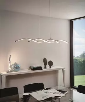 Eglo 96104 Lasana 2 LED подвесной светильник 120см 3800лм хром белый, серебро