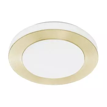EGLO Capri LED потолочный светильник, потолочный светильник из стали белого цвета и матовой латуни, светильник для ванной комнаты, светильник для ванной комнаты, кухни и прихожей, теплый белый, IP44, золото