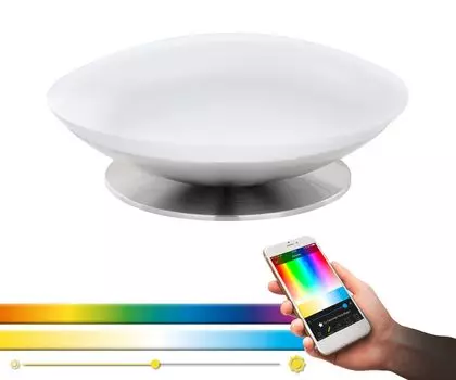 EGLO Connect LED настольная лампа Frattina-C, настольная лампа, лампа из стали и пластика, изменение цветовой температуры (теплый - холодный), RGB, с регулировкой яркости, с выключателем, серебро