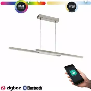 Eglo Connect Подвесной светодиодный светильник Fraioli-Z матовый никель 105,5 x 10 см с диммированием, белый