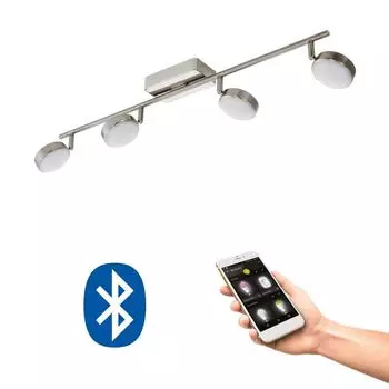 EGLO Crosslink CORROPOLI-C RGB светодиодный потолочный светильник, матовый никель, белый, 4 лампы. 2400 лм 77x8 см, управление через приложение