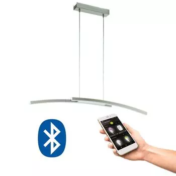 EGLO Crosslink FRAIOLI-C RGB светодиодный подвесной светильник, матовый никель, белый, 2 лампы. 4600 лм 105x10x120 см, управление через приложение, серебро