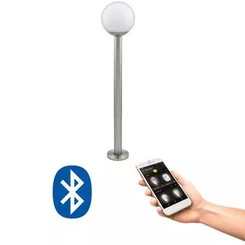 EGLO Crosslink LED уличный торшер NISIA-C, уличный светильник для умного дома, дорожный светильник из нержавеющей стали и пластика, серебристый, белый, теплый белый, с регулируемой яркостью, IP44, серебро